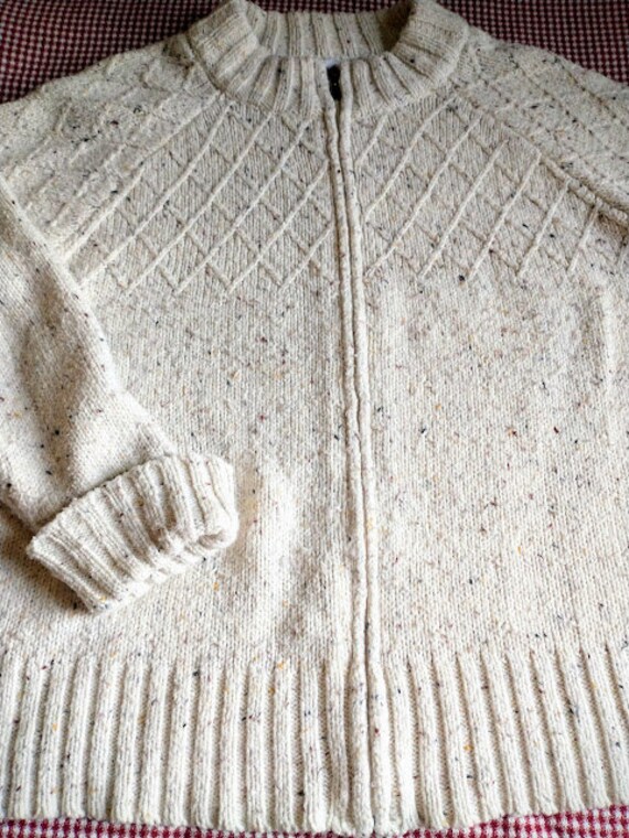 Plus Size Cotton Ragg Sweater - Chunky Zip Cardig… - image 2