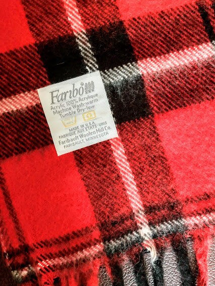 Couverture Jetée Faribault Woolen Mill – Tartan Plaid Laine 49x49 – Rare Vintage