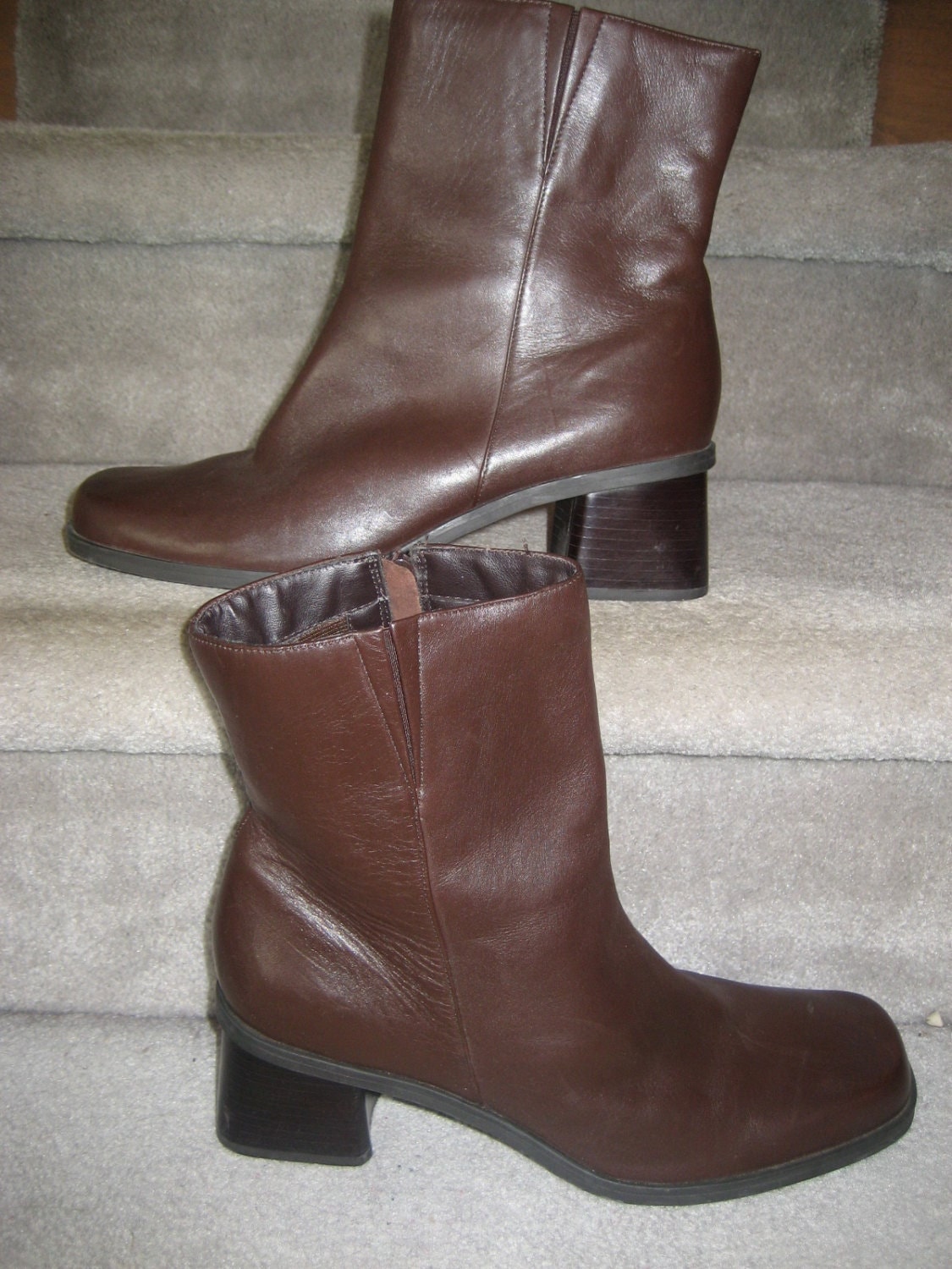 NATURALIZER Leather Ankle Boots Chocolate Brown Ladies 9M