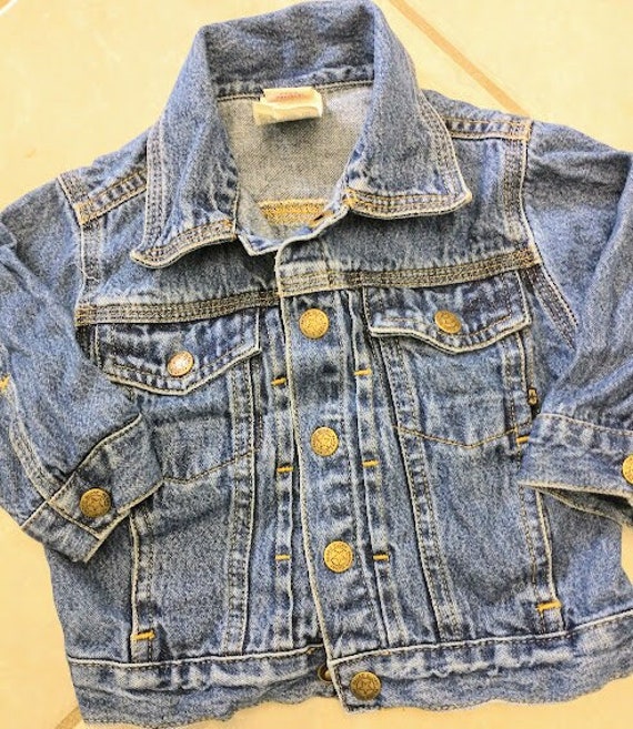 Baby Jean Jacket Distressed Denim Trucker Style 100 Cotton Unisex Infant 12 Month Etsy