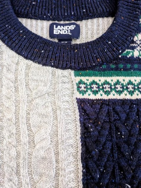 Lands End*  Nordic Patchwork Pullover - Multi Tex… - image 1