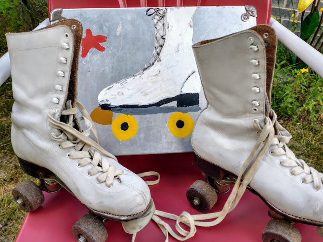 1950s Roller Skates With Hand Painted Metal Carry Case Lace Etsy