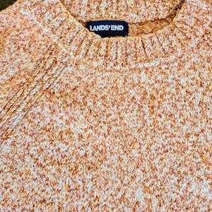 Lands' End** Autumn Tweed Sweater - Soft Cotton Blend Pullover - Ladies Small
