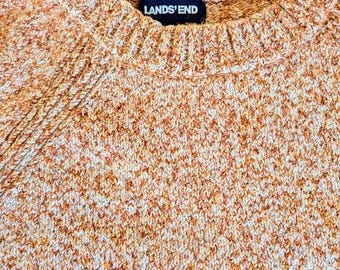 Lands' End** Autumn Tweed Sweater - Soft Cotton Blend Pullover - Ladies Small