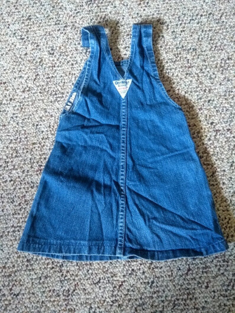 Infant Size 18 Month OR 24 Month2T Distressed Denim American Made in USA OshKosh Baby Toddler Bib Overall Jumper