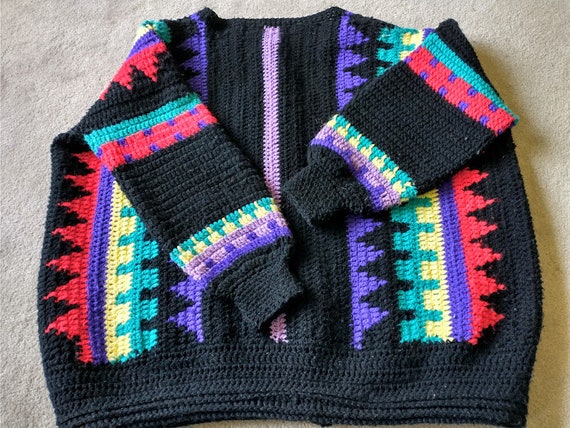3XL  Handmade Crochet Rainbow Cardigan - Vintage … - image 4