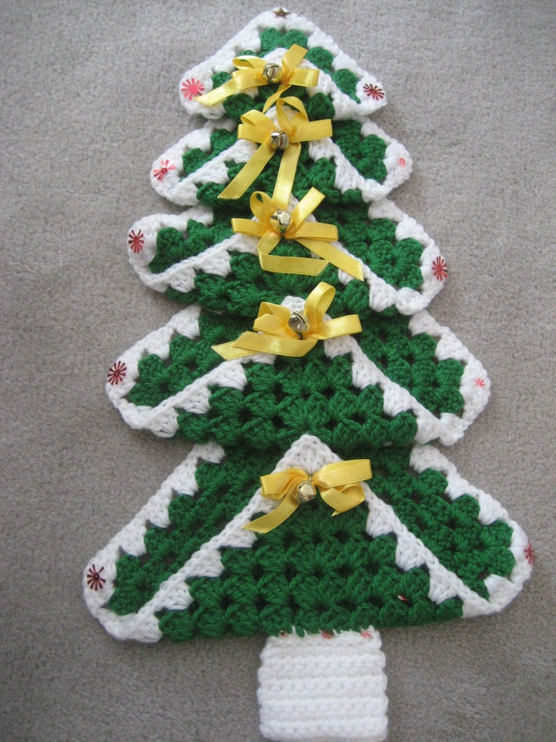 Crochet Granny Square Christmas Tree Handmade Wall / Etsy