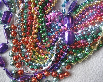 80 Recycled Mardi **Gras Necklaces - Multi Colored Plastic Beads - Tangle Free Lot of 80 -  Celebration Parade Throws, Sugar-Free Halloween