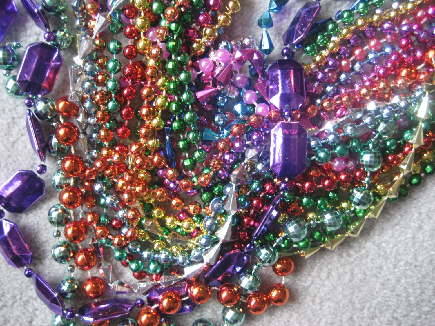 60 Mardi Gras Bead Necklaces Multi Colored Plastic Beads Etsy