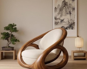 Mid-Century Modern Sculptural Lounge Chair | Artistic Curved Accent Furniture