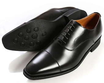 Men’s genuine leather oxford dress shoes, cap toe, lace up