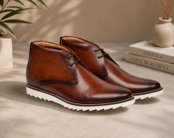 Handmade leather boots, men’s chukka