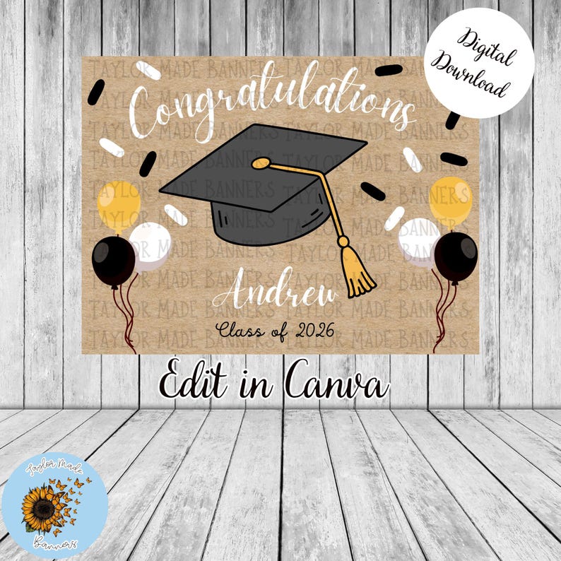 Graduation Banner Template| Editable Canva Design | (digital Download ...
