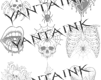 Dark Spider Tattoo-Blitzblatt | Druckbare Tattoo Designs | VantaInk