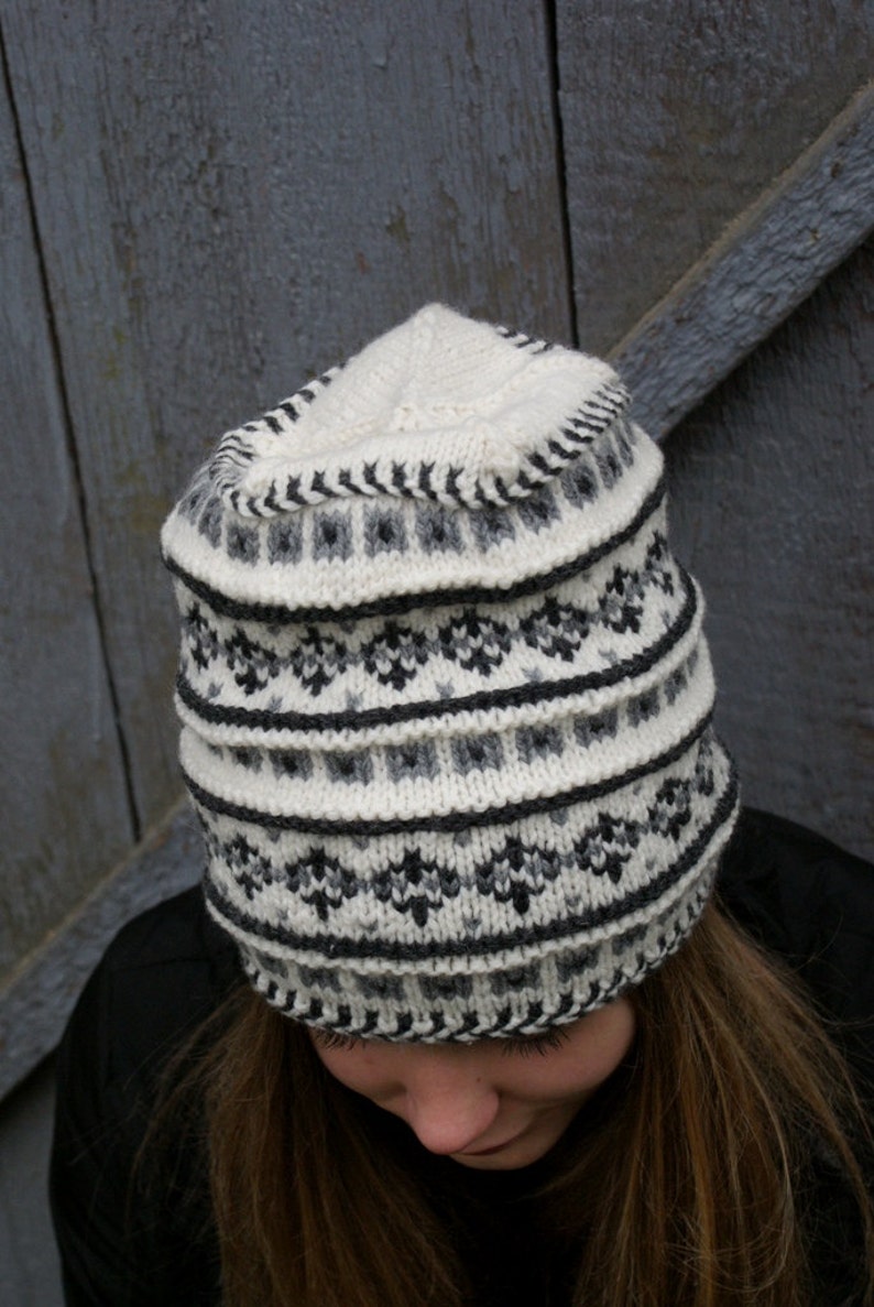 Hand Knit Hat/ Knitted Beanie/ 100% Wool Hat/ Soft Winter Hat/ Winter Beanie/ SandraStJu Design/ Nordic/ Handmade image 2