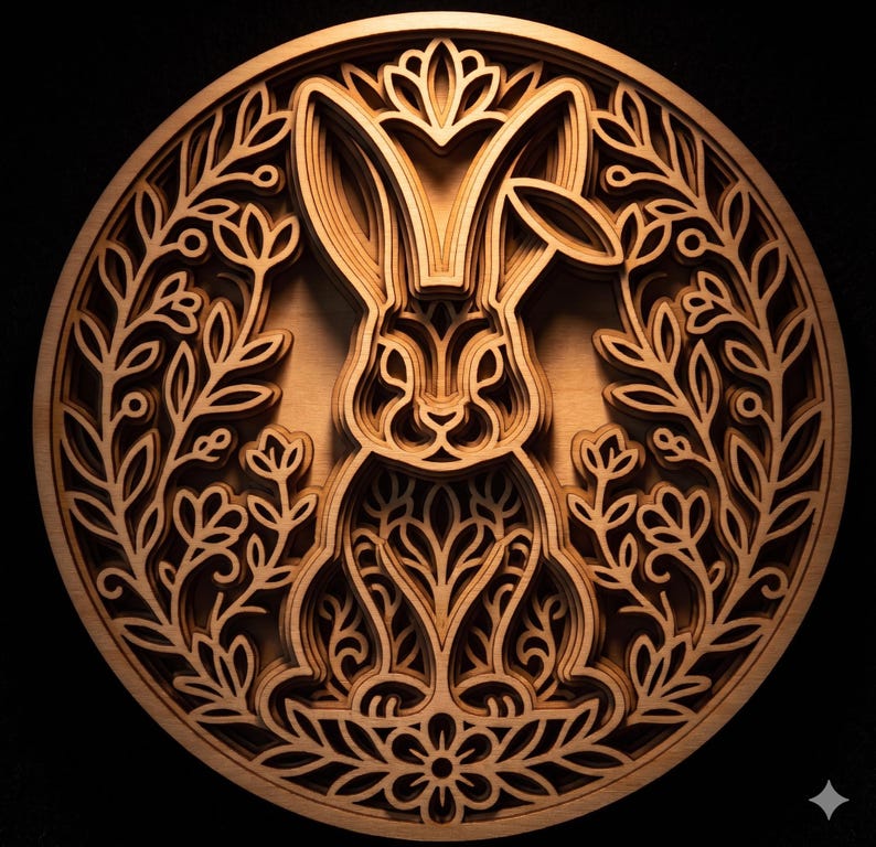Easter Bunny Layered SVG Laser Cut File 3D Wooden Wall Art CNC Design ...