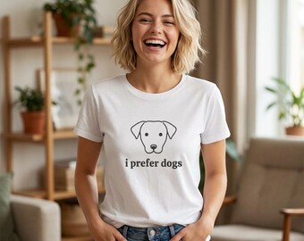 i prefer dogs T-Shirt | Minimal Dog Face Graphic Tee