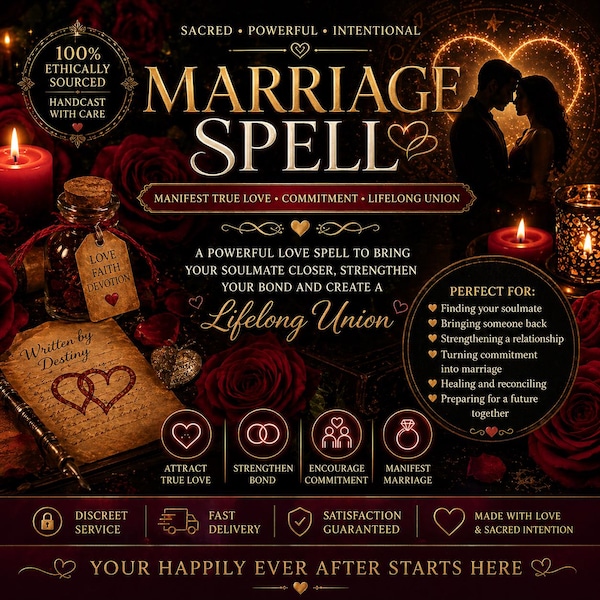 Marriage Path Spell, Commitment Ritual, Love Manifestation, Wedding Energy ,Same Day Cast(Digital Download