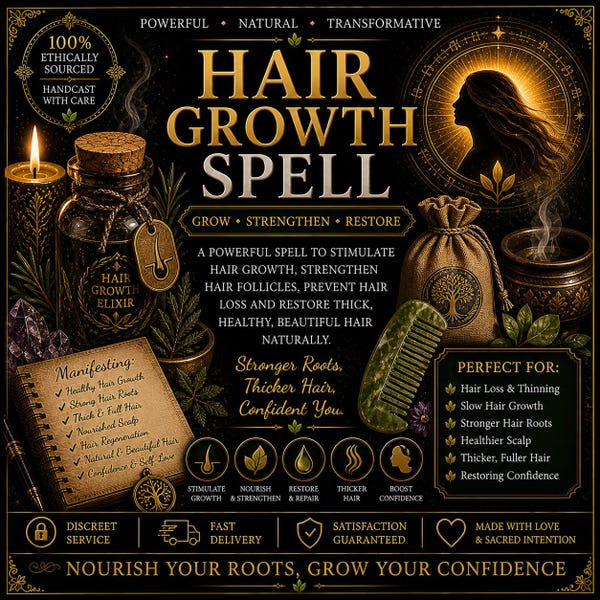 Hair Growth Spell, Attract Thick & Healthy Hair, Stop Hair Loss, Confidence Boost Ritual, Natural Hair Restoration Magic