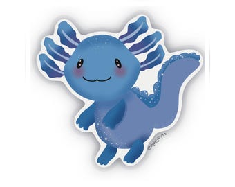 Cute Starry Blue Axolotl Waterproof Vinyl Sticker