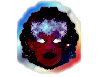 Galaxy Head Logo Holographic Die-cut Sticker