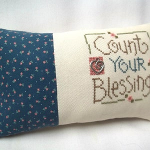 Count Your Blessings Mini Pillow Cross Stitch Shelf Pillow 5 1/2 x 9 1//2 image 3