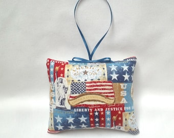 Patriotic Door Pillow Ornament Mini Pillow Americana USA Statue Of Liberty July 4 Independence Day 4 1/8" x 5 "