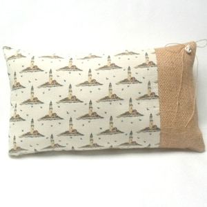 Lighthouse Pillow Nautical Beach Shore Beach House Decor 7 x 13