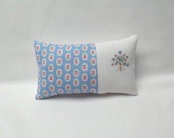 Flower Mini Pillow Cross Stitch Completed  Bouquet 4 1/4" x 7 3/4"