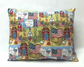 Patriotic  Accent Pillow Americana Land Of Free Home Of Brave 8 1/2" x 11  1/2"
