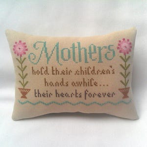 Mother Accent Pillow, Cross Stitch, Gift For Mom, Mother's Day