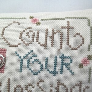 Count Your Blessings Mini Pillow Cross Stitch Shelf Pillow 5 1/2 x 9 1//2 image 6