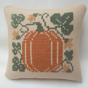 Cross Stitch Pumpkin Mini Pillow: Autumn Decor, Pillow Tuck