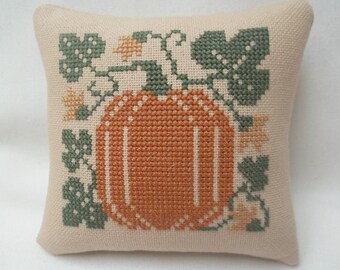 Cross Stitch Pumpkin Mini Pillow: Autumn Decor, Pillow Tuck