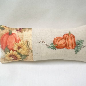 Pumpkin Mini Pillow: Cross Stitch Autumn Shelf Sitter