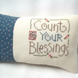 Count Your Blessings Mini Pillow Cross Stitch Shelf Pillow 5 1/2 x 9 1//2 image 2