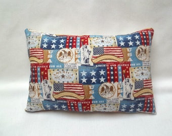 Patriotic Accent Pillow Patriotic Home Decor Americana Symbols Flag Eagle Statue Of Liberty 6 3/4" x 10 1/4"