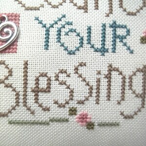 Count Your Blessings Mini Pillow Cross Stitch Shelf Pillow 5 1/2 x 9 1//2 image 7