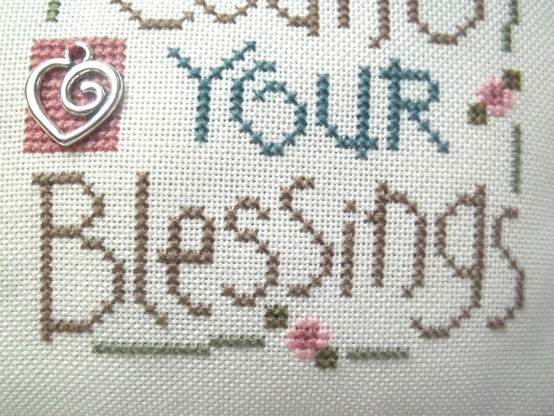 Count Your Blessings Mini Pillow Cross Stitch Shelf Pillow 5 1/2 x 9 1//2 image 7