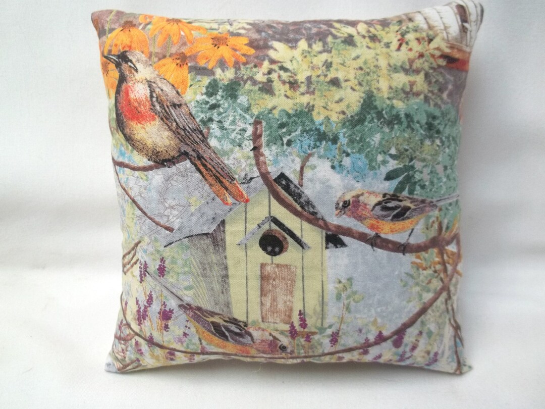 Birds Birdhouse Mini Pillow Accent Pillow 7 3/4 X 8 Etsy