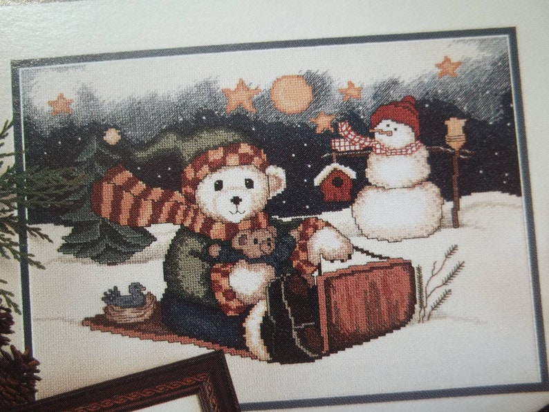 Polar Bear Cross Stitch Leaflet Pattern Book Vintage Winter Christmas Designs