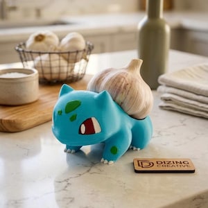 Bulb-a-Garlic Holder or Planter - 3D Printed Gamer Gift - Bulbasaur Inspired