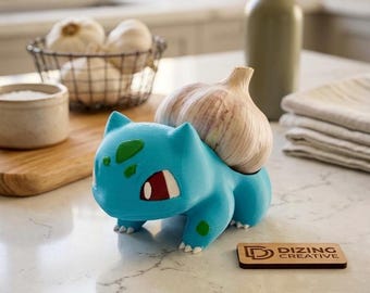 Bulb-a-Garlic Holder or Planter - 3D Printed Gamer Gift - Bulbasaur Inspired