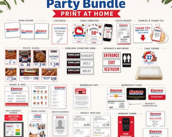 Costco Party Bundle: Editable Birthday Decorations,