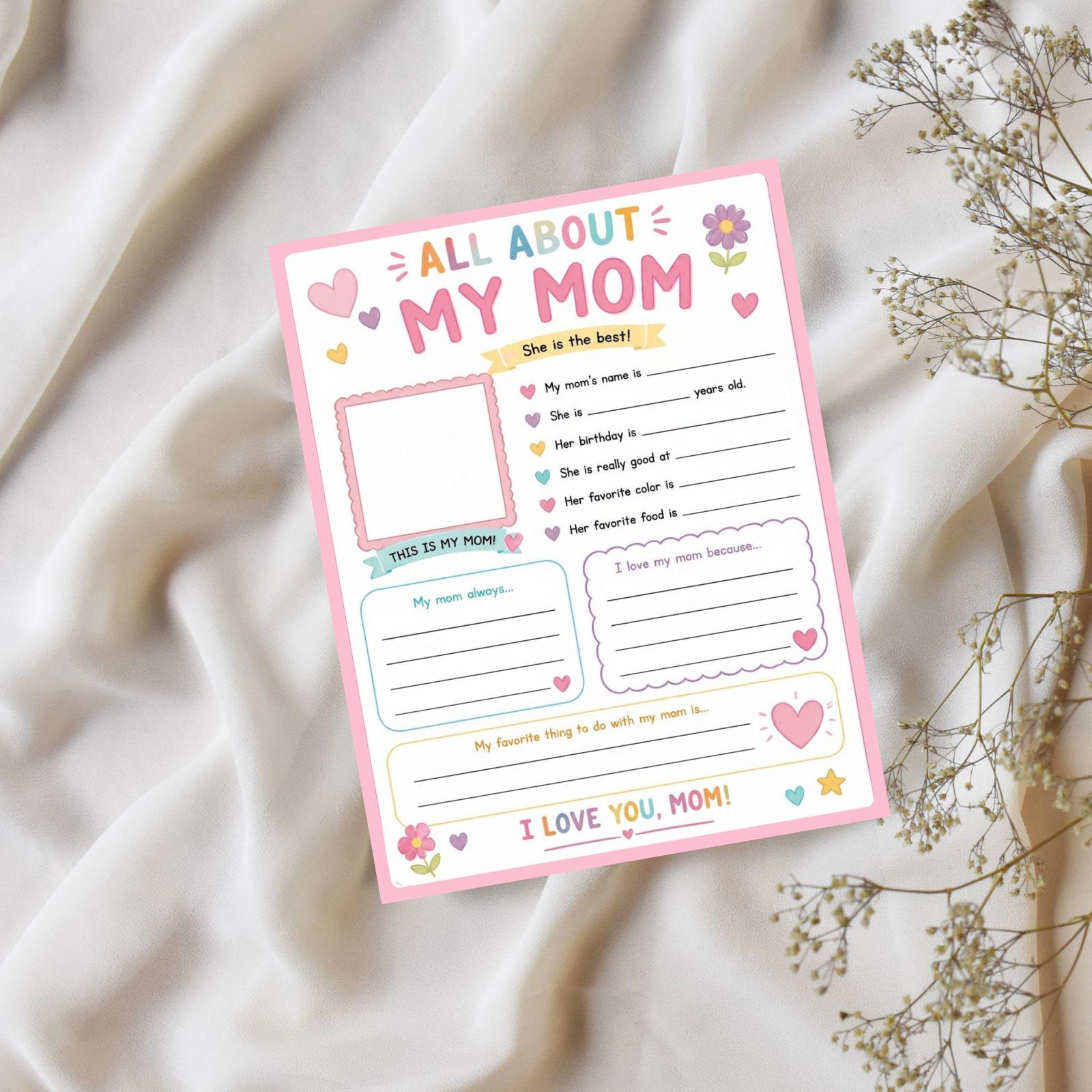 All About My Mom Printable | Mothers Day Questionnaire Preschool | Kids ...