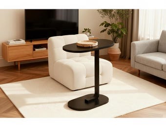 C Shaped Side Table for Sofa & Bedside, Small Modern End Table, Movable Laptop Desk, Minimalist Coffee Table,