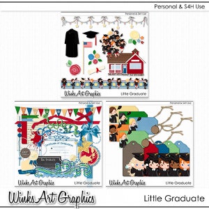 Little Graduate Digital Clip Art, Tags & Scrapbook Elements