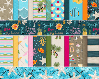 Aloha Hawaiian Romance Digital Paper Designs for Scrapbooking, Collage, Card Making and Paper Crafting