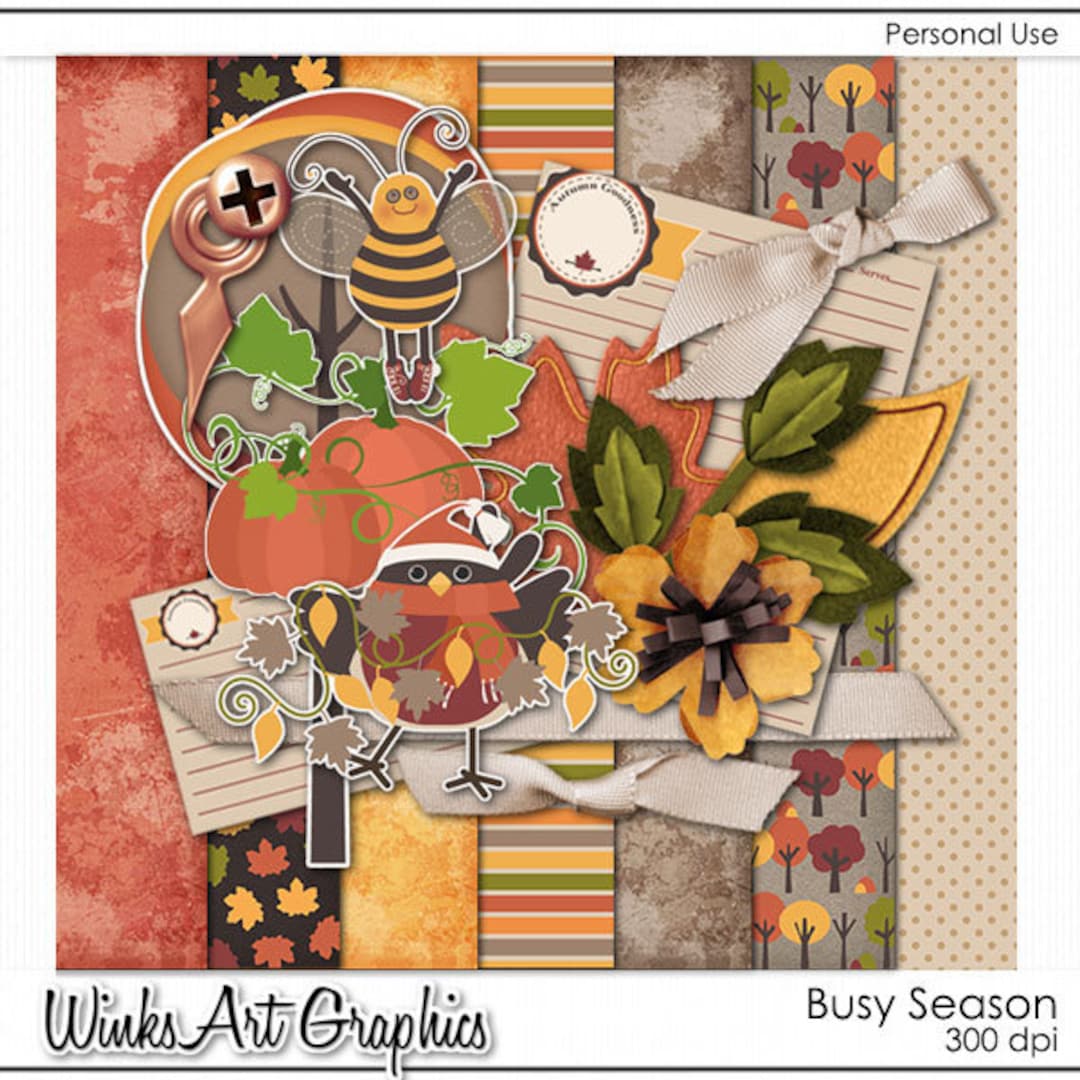 Colorful Fall • Busy Season Digital Scrapbooking Kit - Etsy