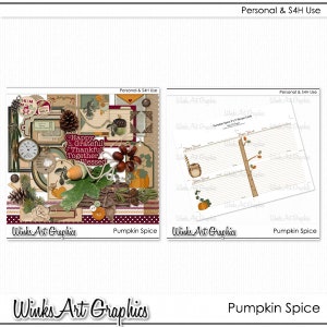 Éléments de scrapbooking numériques Pumpkin Spice et cartes de recettes imprimables